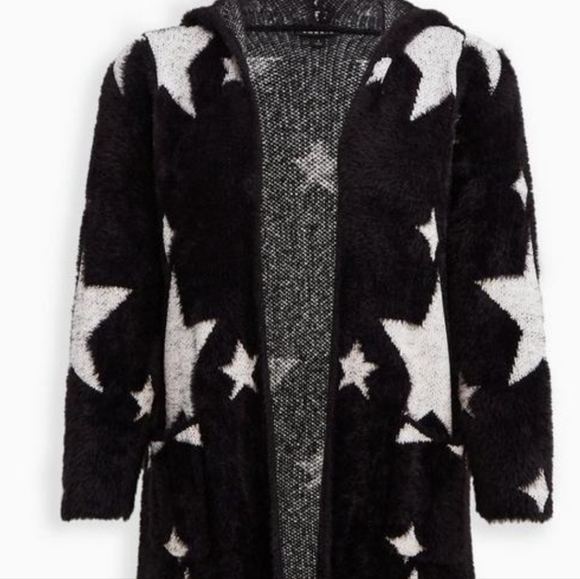 Torrid Black & White Hooded Star Cardigan - Picture 7 of 8